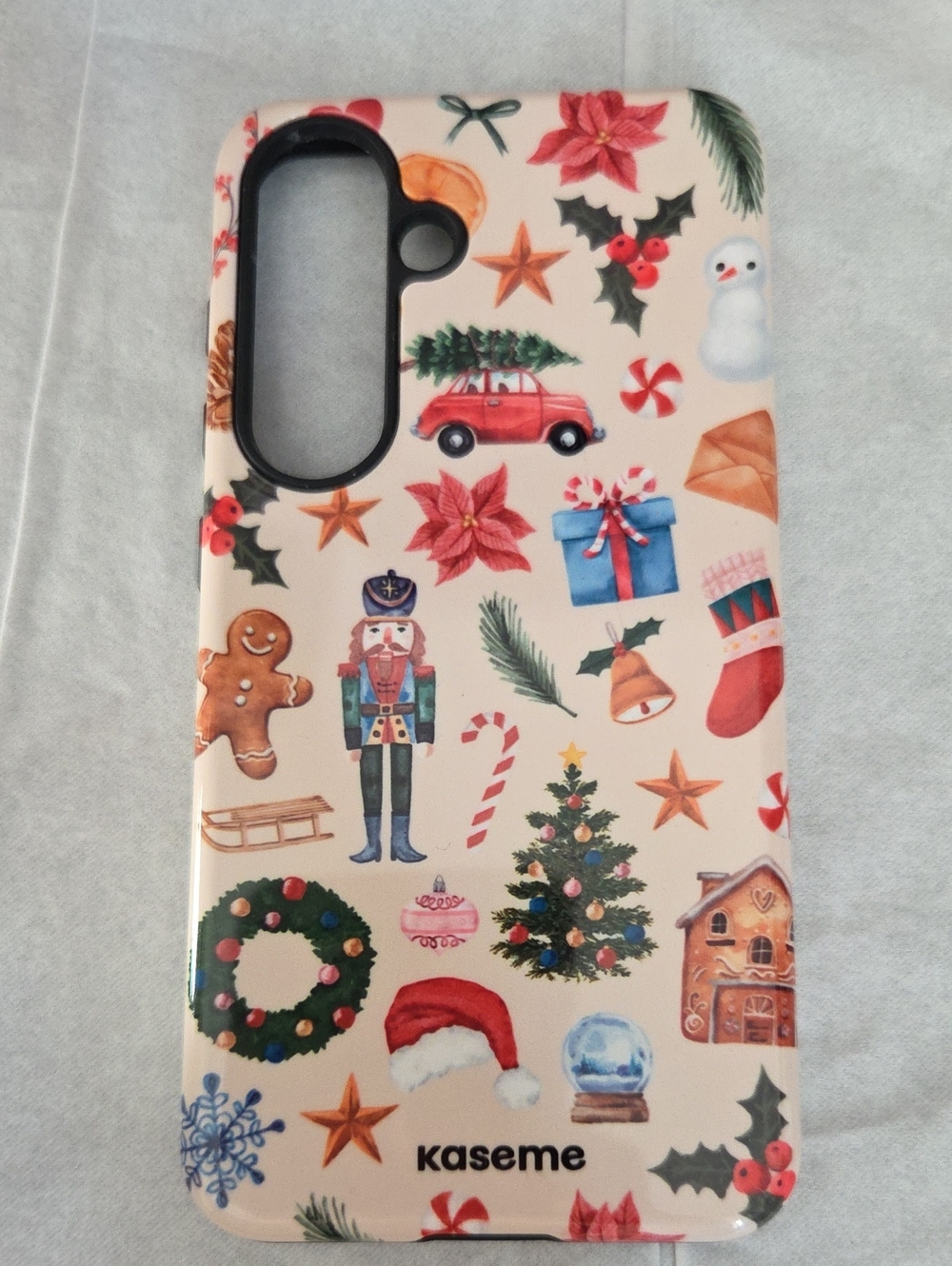 Kaseme Beige Christmas Phone Case - Holiday Pattern